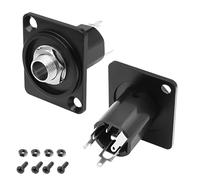 MEIRIYFA Jack audio stereo da 6,35 mm, tipo D da 1/4 pollici, TRS/TS, connettore audio stereo, pannello/telaio per microfono, altoparlante, amplificatore mixer, confezione da 2 (nero)