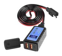 MEIRIYFA Motorcycle USB Phone Charger, SAE Dual USB Phone Tablet GPS Charger Adattatore 3A Caricatore Veloce con Voltmetro, ON/Off Interruttore Impermeabile Accessori Moto
