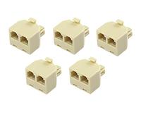 MEIRIYFA Splitter per telefono RJ11 6P4C 1 maschio a 2 femmina, adattatore per linea telefonica, convertitore a 2 vie, cavo di espansione per fax, 5 pezzi