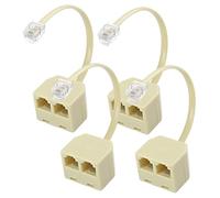 MEIRIYFA Splitter per telefono RJ11 per rete fissa 6P4C maschio a 2 femmina, cavo convertitore RJ11, spina 1 in 2, adattatore da parete (4 pezzi)