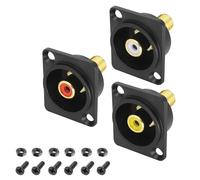 MEIRIYFA Tipo D RCA Panel Mount Adattatore Terminale 3 Colore RCA Femmina A Femmina AV Chassis Socket Spina per TV Audio Video Amplificatore (3PCS)