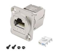 MEIRIYFA Tipo D RJ45 Cat6A Panel Mount Adapter Shielded 10Gbps RJ45 CAT6A femmina Coupler 8P8C Toolless Keystone Jack Snap-in Modulo di chiusura per CAT6A/CAT6/CAT5E/CAT5-1 pezzo (argento)