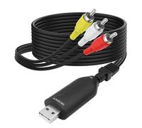 MEIRIYFA USB 2.0 Audio Video Capture Card, VHS VCR a Digital Converter USB 2.0 Maschio a 3 RCA Male Video Capture Card AV Composite Adattatore Cavo per PC Laptop Proiettore DVD Player - 1.5M