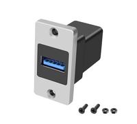 MEIRIYFA USB 3.0 rettangular Metal Panel Mount Coupler USB A femmina a femmina Pass Through Adapter Socket Connector Splitter Prolunga per trasferimento dati e carica (5 Gbps, argento)