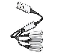 MEIRIYFA USB Splitter Y Cavo per Ricarica OTG, 3 in 1 USB 2.0 A Maschio a 3 Femmine Extender Hub Adattatore Split di Ricarica Dati per Telefono/PC/Auto/Laptop - 27cm