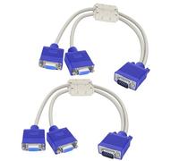 MEIRIYFA VGA Cavo Splitter, 1080P HD VGA 1 maschio a 2 femmina adattatore convertitore Video Cavo Dual VGA Monitor Y Cavo per duplicazione dello schermo (2PCS, 30cm)