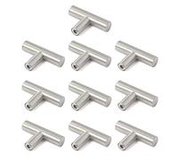 Meisax 10 maniglie per armadi a T, in acciaio inox, per mobili, per cassetti, cassettiera, 5 cm, manico piccolo (distanza tra i fori: 0 mm)