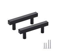 Meisax 10 pezzi Maniglia per mobili, 64 mm, per armadi da cucina, maniglie per cassetti in acciaio inossidabile di colore nero, maniglie per cucina con viti, distanza tra i fori: 64 mm