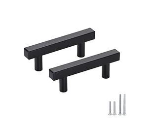 Meisax 10 pezzi Maniglia per mobili, 64 mm, per armadi da cucina, maniglie per cassetti in acciaio inossidabile di colore nero, maniglie per cucina con viti, distanza tra i fori: 64 mm