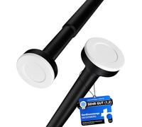 MEISENBERG 2 pezzi Bastone Tenda Doccia Estensibile 110-200 cm, Ø25mm, Nero - Bastoni per Tende a Pressione, Asta Telescopica, Regolabile, Montaggio senza fori per Finestre, Bagno, Armadio, Balcone