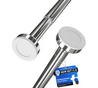 MEISENBERG 2 pezzi Bastone Tenda Doccia Estensibile 50-80 cm, Ø25mm, Argento - Bastoni per Tende a Pressione, Asta Telescopica, Regolabile, Montaggio senza fori per Finestre, Bagno, Armadio, Balcone