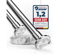 MEISENBERG Bastone Tenda Doccia a Pressione 210-260cm, Argento, Ø 32 mm, Bastoni per Tende a Vetro per Finestre, Divisori per Ambienti e Cucina