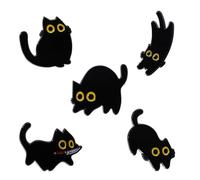 MEISH 5pcs Gatto Nero Smalto Pin Halloween Cartoon Carino Spilla Metallo Smalto Pin Party Regalo Gioielli Accessori per Vestiti Zaini