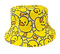 MEISH Cappello alla pescatora con stampa di anatra gialla, reversibile, cappello da pescatore, cappello estivo da sole con tesa larga, protezione dalla pioggia, accessori per la testa, ripiegabile