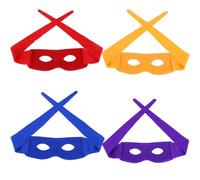 MEISH Set di 4 maschere da ninja, regolabili, a metà viso, rosse, blu, viola, arancioni, per travestimenti in stile ninja, accessori per costume di Halloween e cosplay