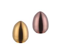 Meisha - Saliera e pepiera, in acciaio inox, a forma di uovo, perfetto per l'Himalaya, sale da tavola, pepe bianco e nero (set da 2), Acciaio inossidabile, Oro/oro rosa.