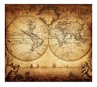 Meishe Art vecchio mappa del mondo Poster stampa artistica 1733 Nautical Sailing Ship Map Vintage Vecchia Nautica Barca a Vela Mappa Decorativa Educational Home Wall Decor