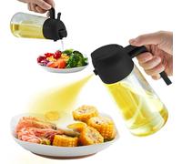 MEISINNI Spruzzatore Olio Spray, 3 in 1 Spruzzatore Olio Spray, 460 ml Spruzzatore Olio Spray per olio alimentare, Vetro borosilicato, Spruzzatore Olio Spray per friggitrici ad aria bianco NERO