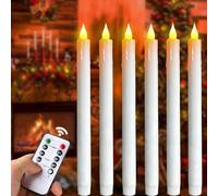 Meision Candele a LED, con funzione timer e telecomando, 6 candele bianche senza fiamma, 3D, dimmerabili, fiamma tremolante, funzionamento a batteria, candele per feste, decorazione della casa
