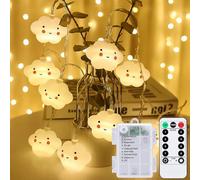 Meision Catena luminosa a forma di nuvola per camera dei bambini, a batteria, per interni, con timer e telecomando, 3 metri, 8 modalità, 20 LED, decorativa, per camera da letto, matrimonio, Natale