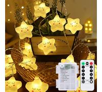 Meision Catena luminosa a forma di stella per cameretta dei bambini, catena luminosa a batteria per interni con timer e telecomando, 3 metri, 8 modalità, 20 LED, luci decorative per camera da letto
