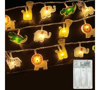 Meision Catena luminosa con animali, a batteria, per cameretta dei bambini, con timer 8/16 + funzionamento a batteria + 1,5 metri, 10 LED, catena luminosa a LED per interni per cameretta dei bambini