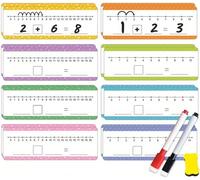 MEISO 16 Pezzi Cartoncini Cancellabili a Secco con Linea Numerica, con 2 pennarelli cancellabili, Gioco Di Manipolazione Matematica, per L'insegnamento Quotidiano e Matematica Educativa
