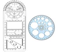 MEISO 2 righelli geometrici multifunzionali, righello da disegno antiscivolo, per disegnare geometrici, strumento di misurazione, righello da disegno, figure geometriche per scuola, ufficio