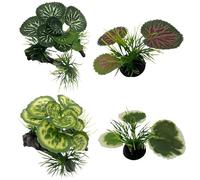 MEISO 4 Pezzi Piante Finte per Acquario - Piante Ornamentali in Plastica, Decorazione per Pesci Rossi, Casa e l'Ufficio