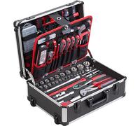 Meister 8973740 - Trolley portautensili, 230 pezzi, con ruote, manico telescopico/cassetta degli attrezzi riempita con ruote e cassetta degli attrezzi