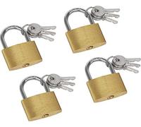 Meister 9515400 - Lucchetti per tende, 35 mm, 4 pezzi, corpo in ottone, con 12 chiavi/lucchetto in pratico set/lucchetto