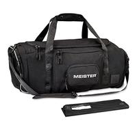 Meister Brawler - Borsa da palestra per combattenti con chiusura a cerniera, borsa per il lavaggio e armadietto per scarpe, Nero, 22” x 10” x 11” // 40L Capacity, Borsone
