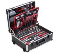 Meister 8973740 - Trolley portautensili, 230 pezzi, con ruote, manico telescopico/cassetta degli attrezzi riempita con ruote e cassetta degli attrezzi