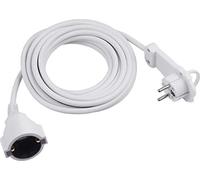 Meister Cavo di prolunga in plastica con spina piatta, 5 m, per interni (IP20), accoppiamento Schuko, bianco