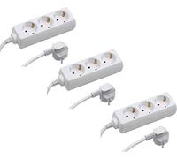 Meister Ciabatta a 3 prese - Set di 3 - Cavo da 3 m - Bianco - Cavo in plastica - IP20 per interni/presa multipla / Presa da tavolo/Tido a 3 spine / 7430800