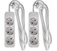 Meister - Ciabatta elettrica 1,4 m, colore: bianco, IP20, 7430010 (Confezione da 2)