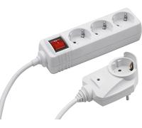 Meister Ciabatta elettrica a 3 prese, con spina aggiuntiva, cavo da 2 m, colore bianco, IP20 per interni, interruttore/split/presa elettrica con protezione da sovratensione/multipresa Tido a 3 prese