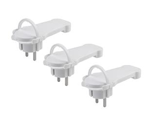 Meister Connettore Bianco - Pratico Set da 3 Pezzi - con Staffa Pieghevole - Adatto per Cavi con Sezione Cavo da 1,5 mm² - IP20 Interni/Spina con Contatto di Protezione Extra Piatta / 7421090