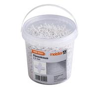 Meister Distanziatori per piastrelle da 2,0 mm, pratico set da 1800 pezzi, in robusto polipropilene, colore bianco, accessori per piastrelle, supporto per la posa delle piastrelle, croci di giunzione,