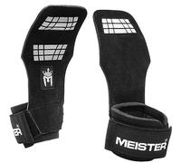 Meister Elite Manopole in Cuoio per Sollevamento Pesi con Imbottitura in Gel (Coppia) - Taglia S/M