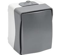Meister Interruttore Cave 1 posto, grigio, montaggio a parete | Protezione dagli spruzzi d'acqua IP44 per ambienti umidi ed esterni, sezione del cavo fino a 2,5 mm²