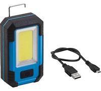 Meister Lampada da lavoro a LED per interni - con power bank - 10 Watt - funzionamento a batteria - gancio di sospensione & supporto magnetico - 500 lumen/lampada da officina/lampada da lavoro /