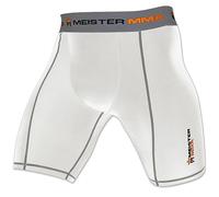 Meister MMA - Pantaloncini a Compressione Rush Fight con Tasca per Coppa - Bianco - Large (50-51)