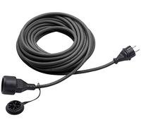 Meister Prolunga con contatto di protezione - cavo da 10 m - nero - tubo in gomma - IP44 esterno/frizione con protezione da contatto/prolunga Schuko / 7435060