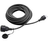 Meister Prolunga con contatto di protezione - cavo da 25 m - nero - tubo in gomma - IP44 esterno/frizione con protezione da contatto/prolunga Schuko / 7435760