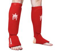 Meister Protezione Tibia e protezione per il collo dei piedi in tessuto elastico MMA (coppia) - Rosso - S/M