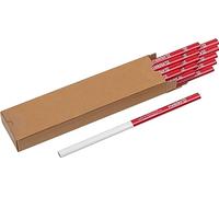 Meister Set di matite da carpentiere, 15 pezzi, lunghezza 240 mm, forma ovale, durezza media, ideale per disegnare e marcare, rosso e bianco, strumento di marcatura, matita da costruzione, 9446700