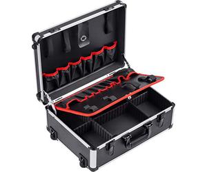 Meister Trolley attrezzi vuoto - 460x350x190 mm - Ruote - Scomparti individuali - 15 tasche, elastici - Portata 15 kg - Valigia alluminio robusta/Cassetta attrezzi / 9095080
