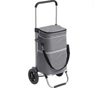 Meister Trolley per la spesa Premium grigio, 45 l, pieghevole, con pneumatici, borsa termica e manico telescopico, resistente alla pioggia, con gancio per carrello della spesa