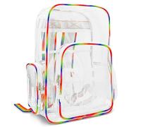 Meister Zaino trasparente con accesso completo, soddisfa i requisiti della borsa di sicurezza per la scuola e gli eventi, Arcobaleno, 11.5" x 17" x 5" - 16L capacity